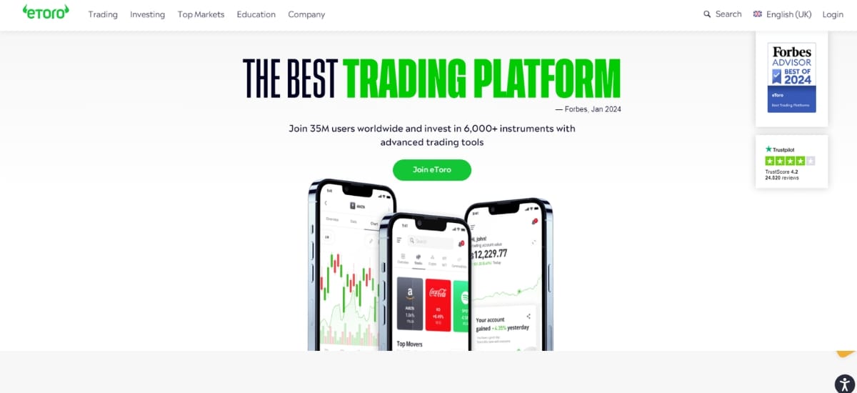 eToro là một sàn giao dịch ngoại hối nổi bật với tính năng giao dịch xã hội độc đáo