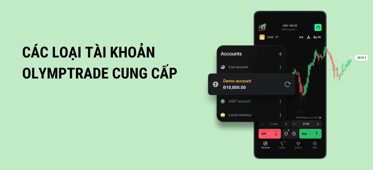 Sàn giao dịch Olymp Trade cung cấp nhiều loại tài khoản khác nhau