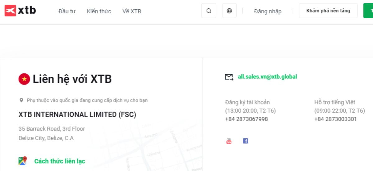 Thông tin giấy phép, mọi thứ về XTB rõ ràng trên website
